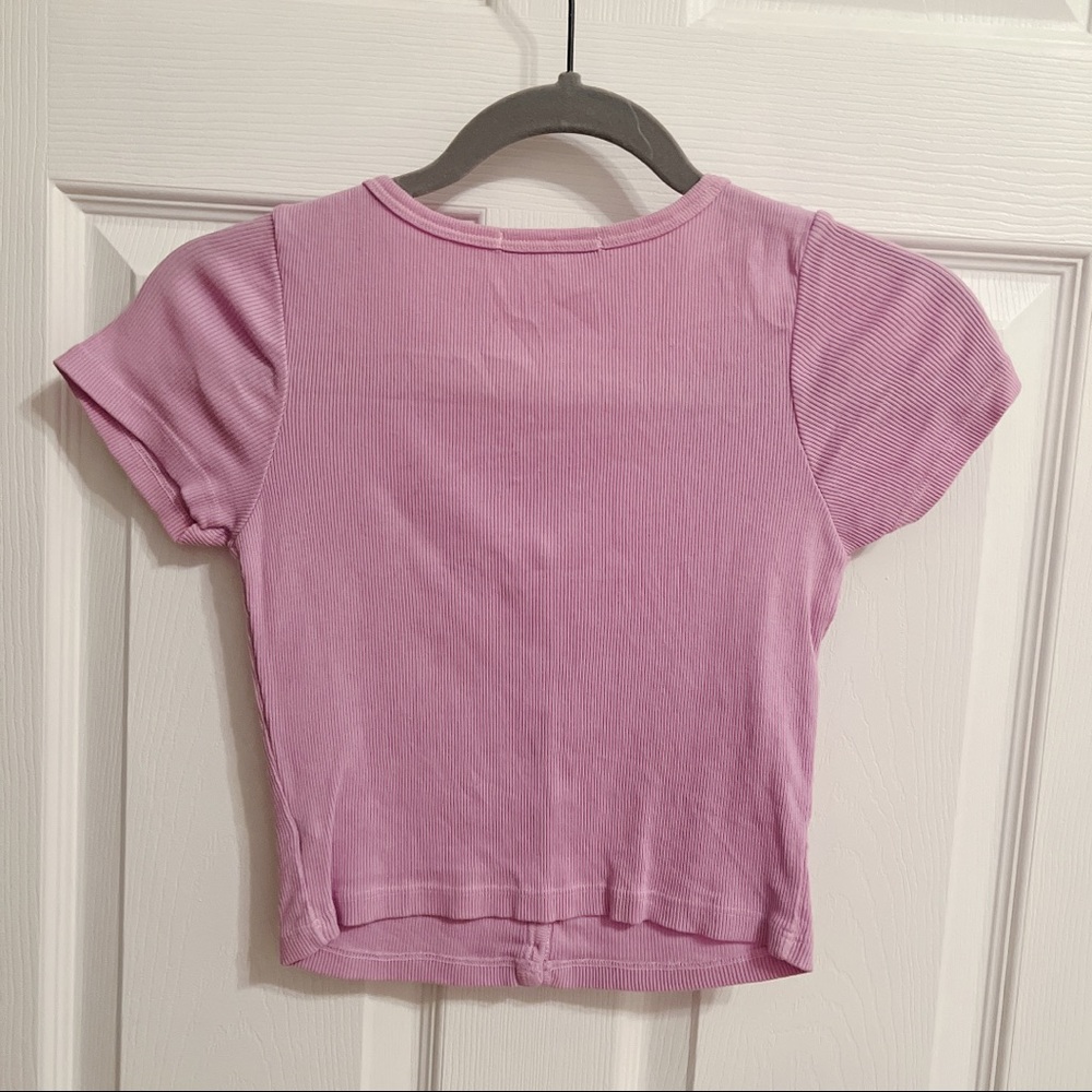 BRANDY MELVILLE Zelly Button Up Short Sleeve Cute Fitted Top - Picture 7 of 14